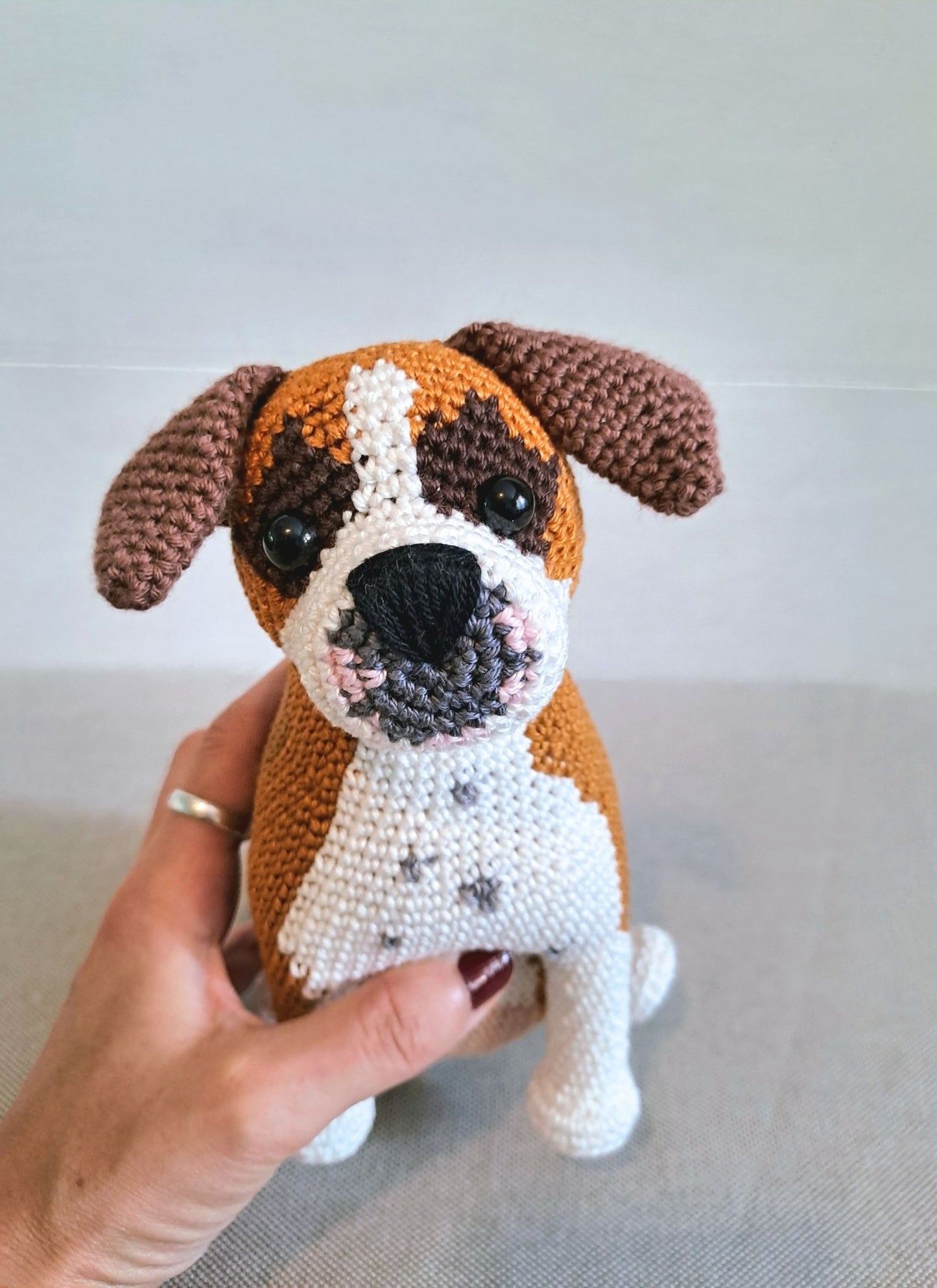 Boxer pet plush toy, Boxer dog lover gift - Crochet on a tree