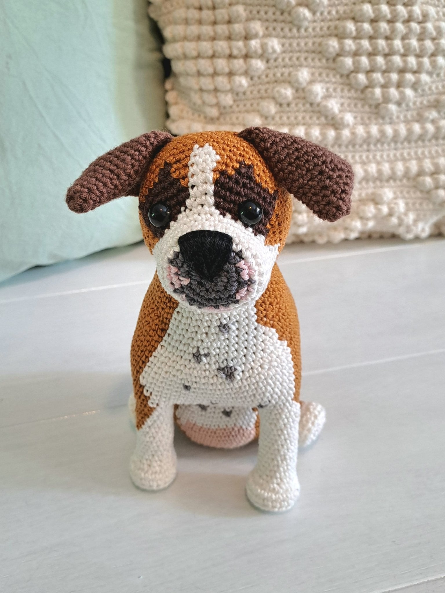 Boxer pet plush toy, Boxer dog lover gift - Crochet on a tree