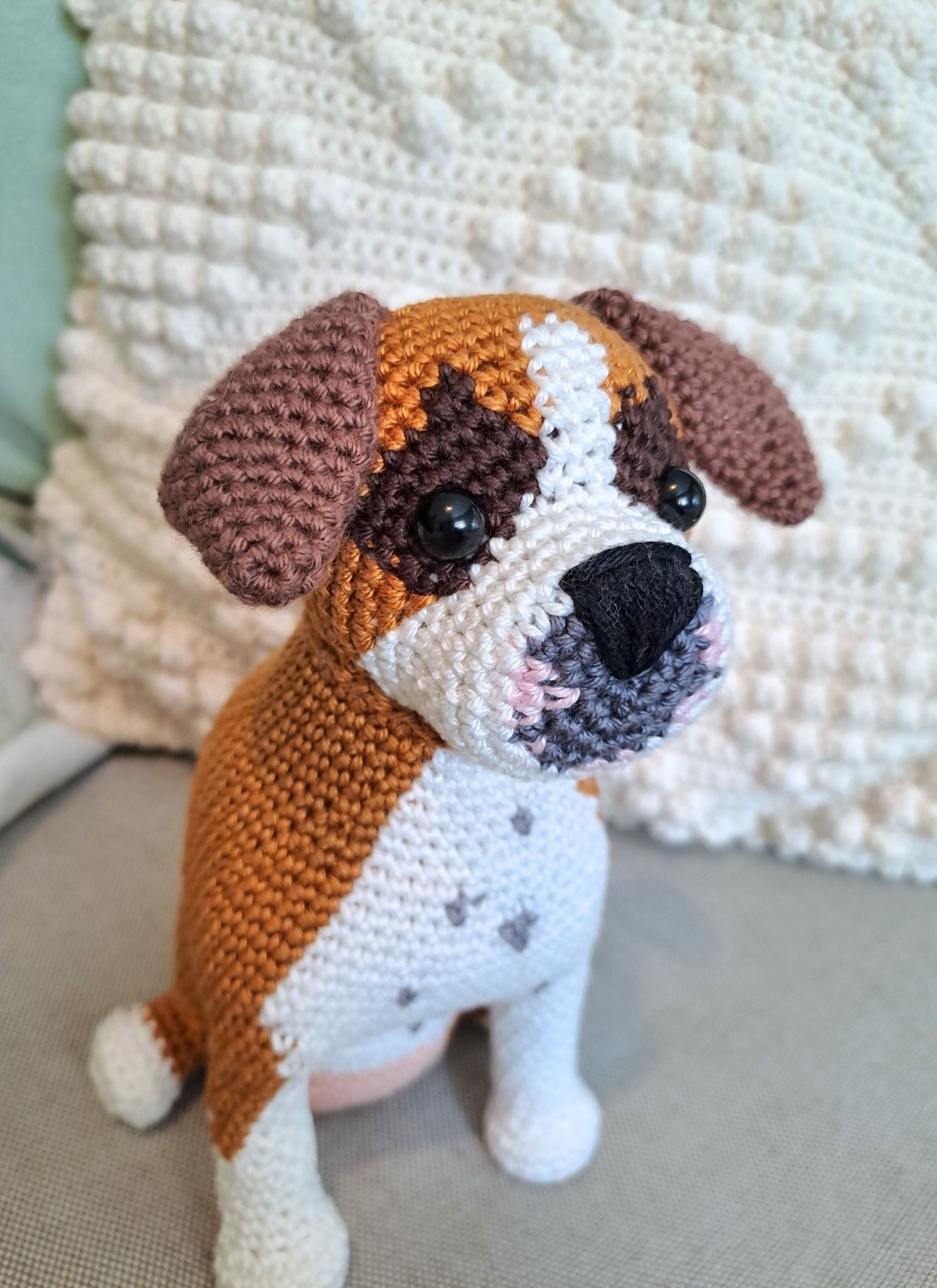 Boxer pet plush toy, Boxer dog lover gift - Crochet on a tree