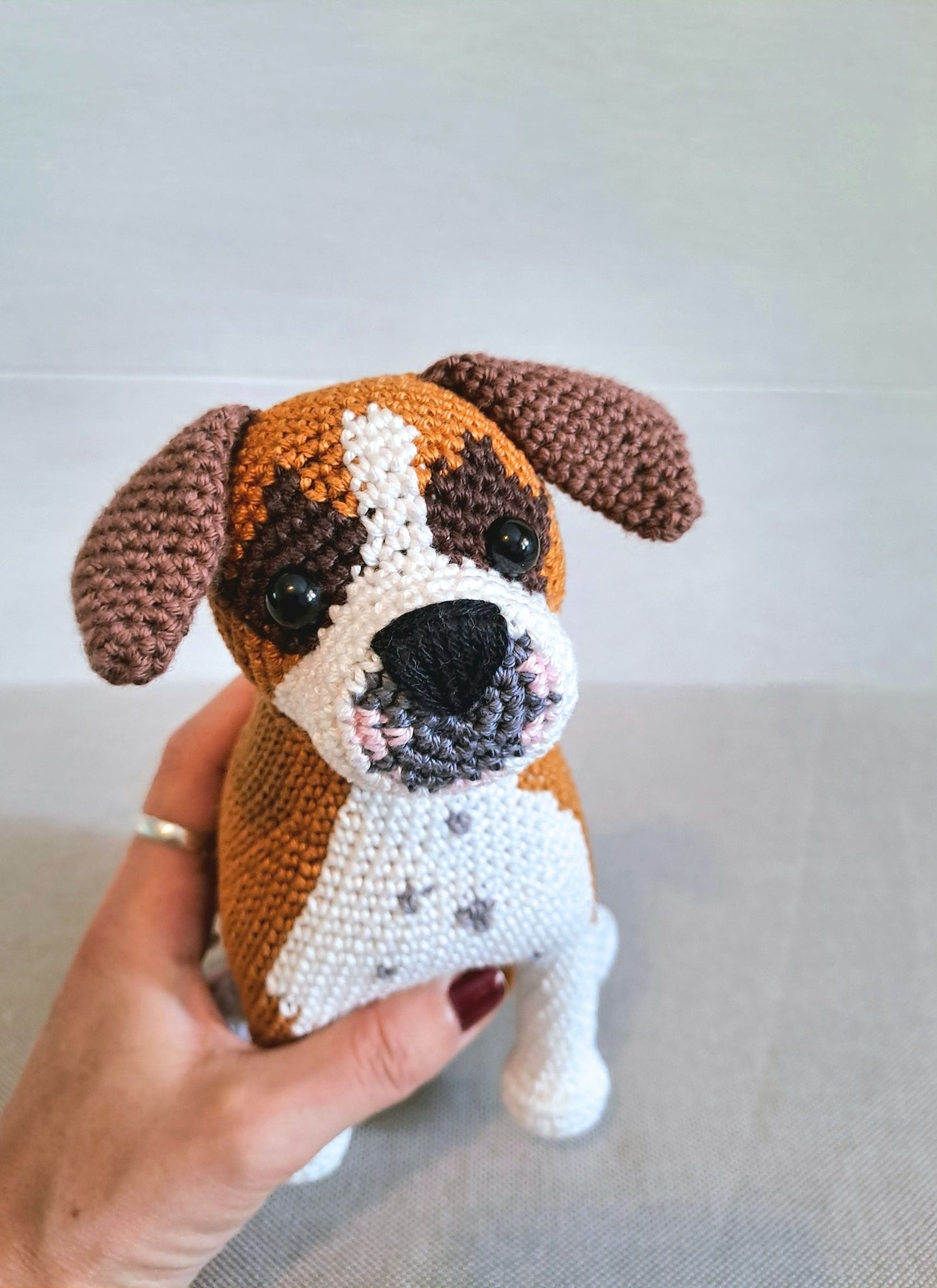 Boxer pet plush toy, Boxer dog lover gift - Crochet on a tree