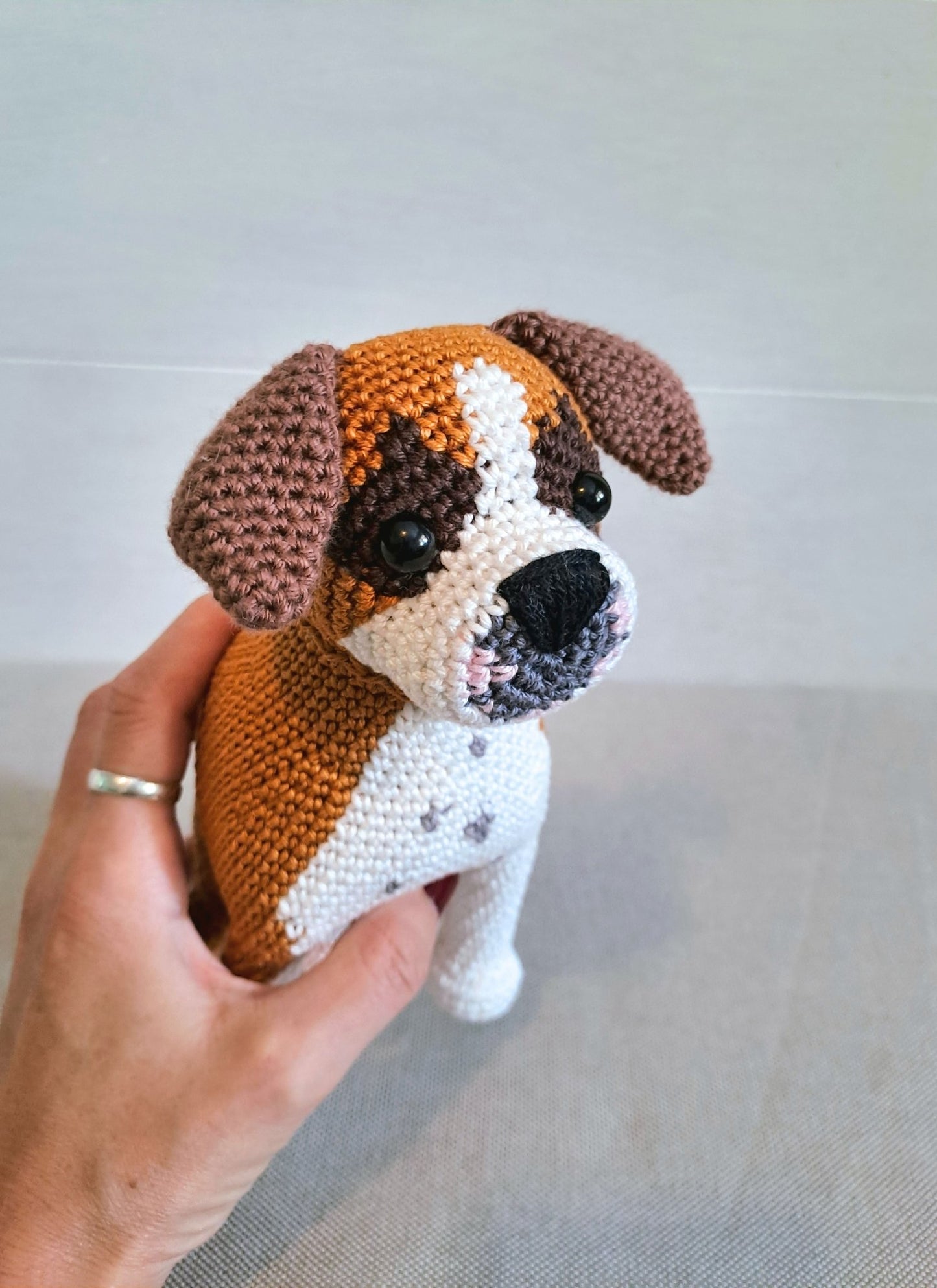 Boxer pet plush toy, Boxer dog lover gift - Crochet on a tree