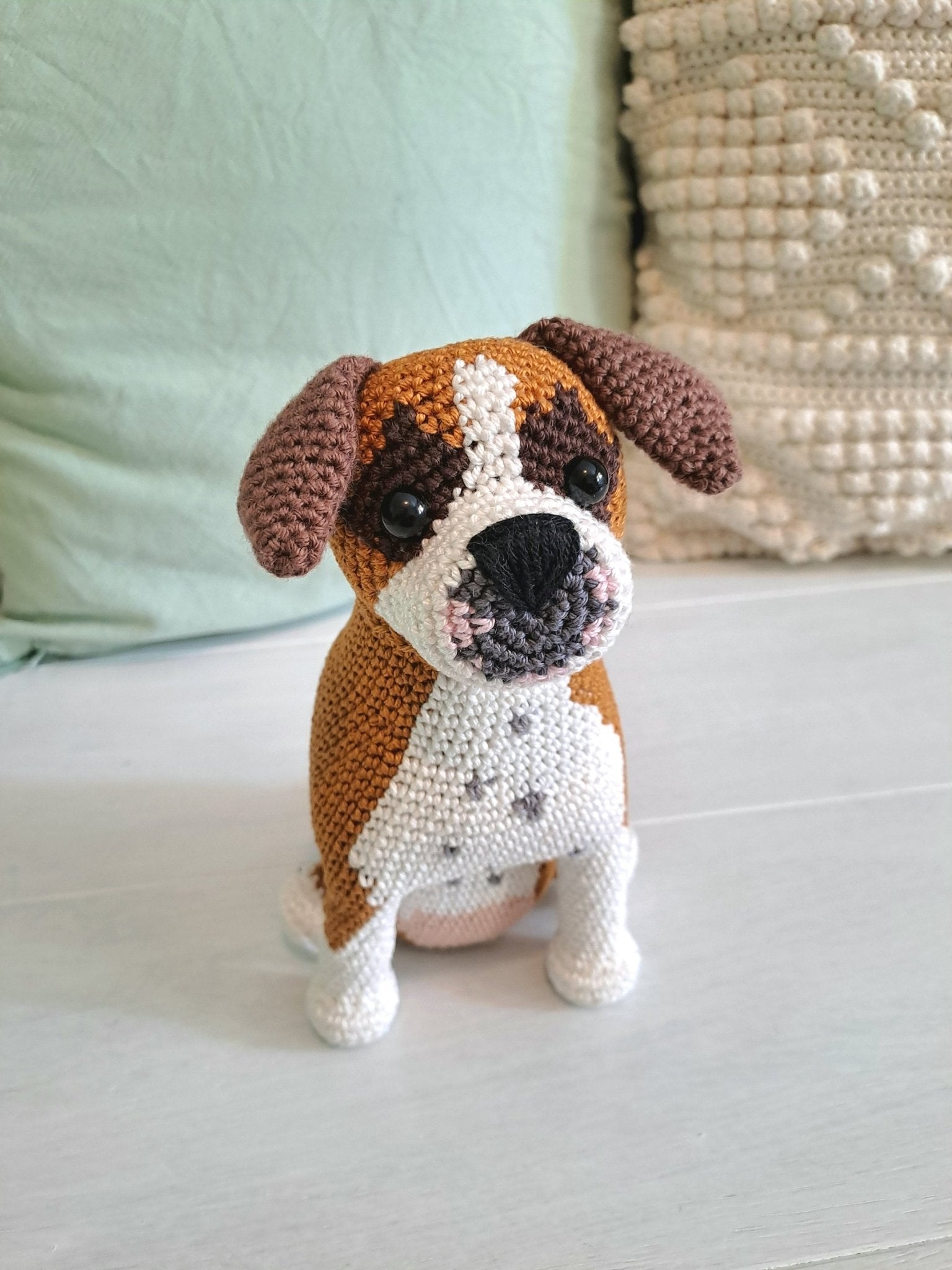 Boxer pet plush toy, Boxer dog lover gift - Crochet on a tree