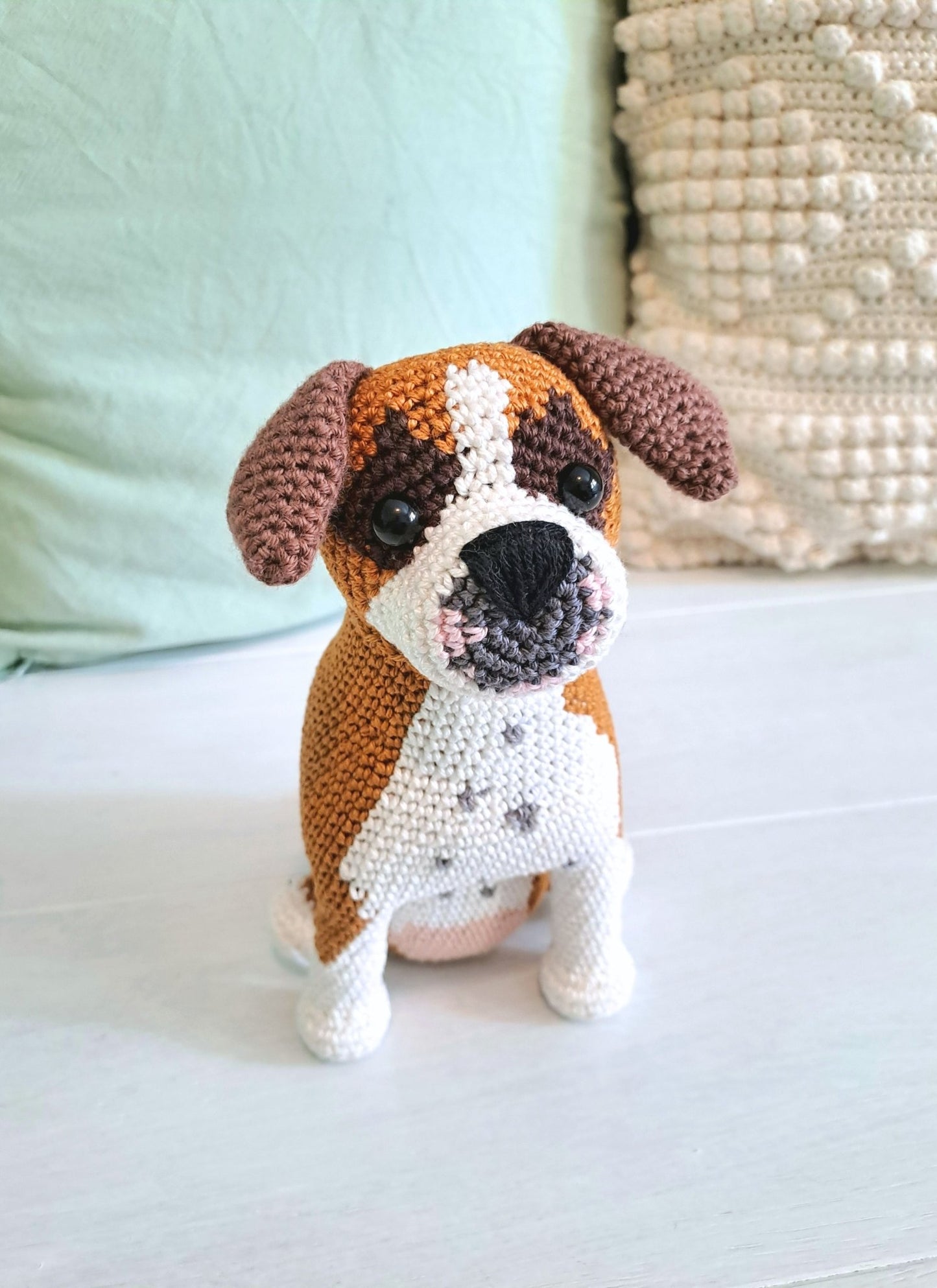 Boxer pet plush toy, Boxer dog lover gift - Crochet on a tree