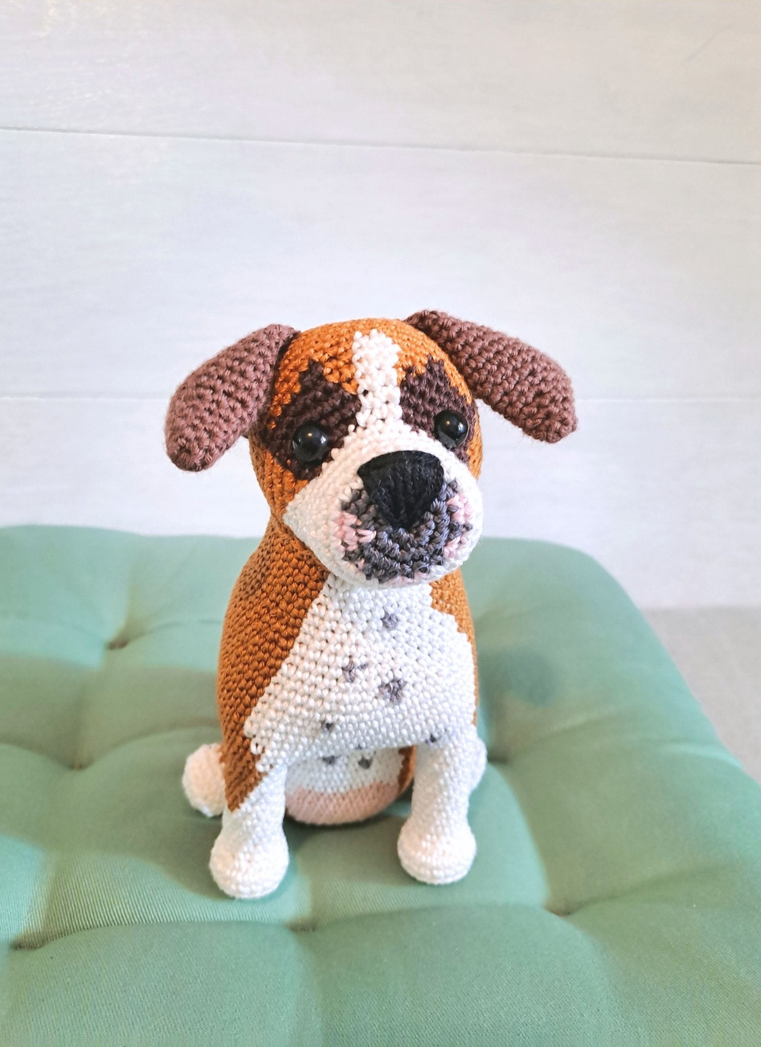 Boxer pet plush toy, Boxer dog lover gift - Crochet on a tree