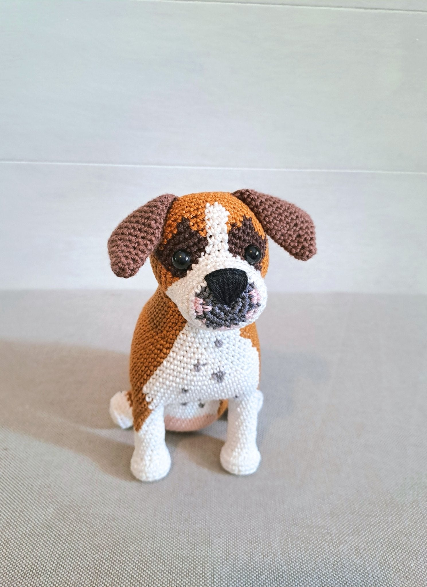 Boxer pet plush toy, Boxer dog lover gift - Crochet on a tree