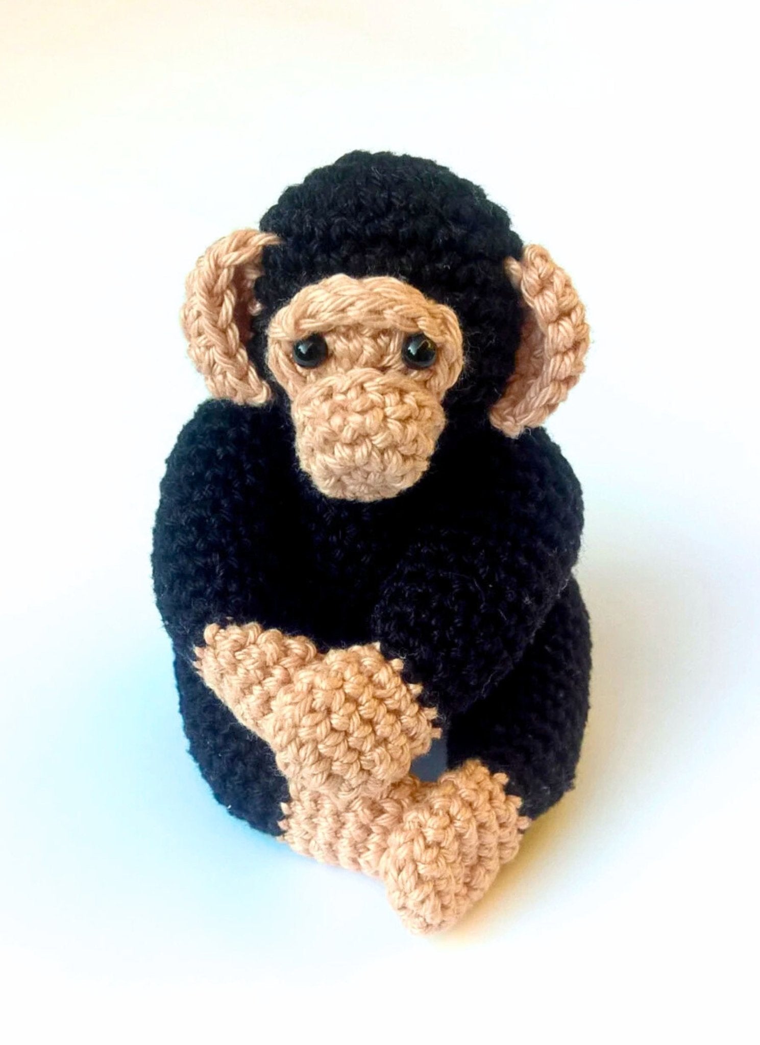 Chimpanzee monkey stuffed animal plush toy - Crochet on a tree