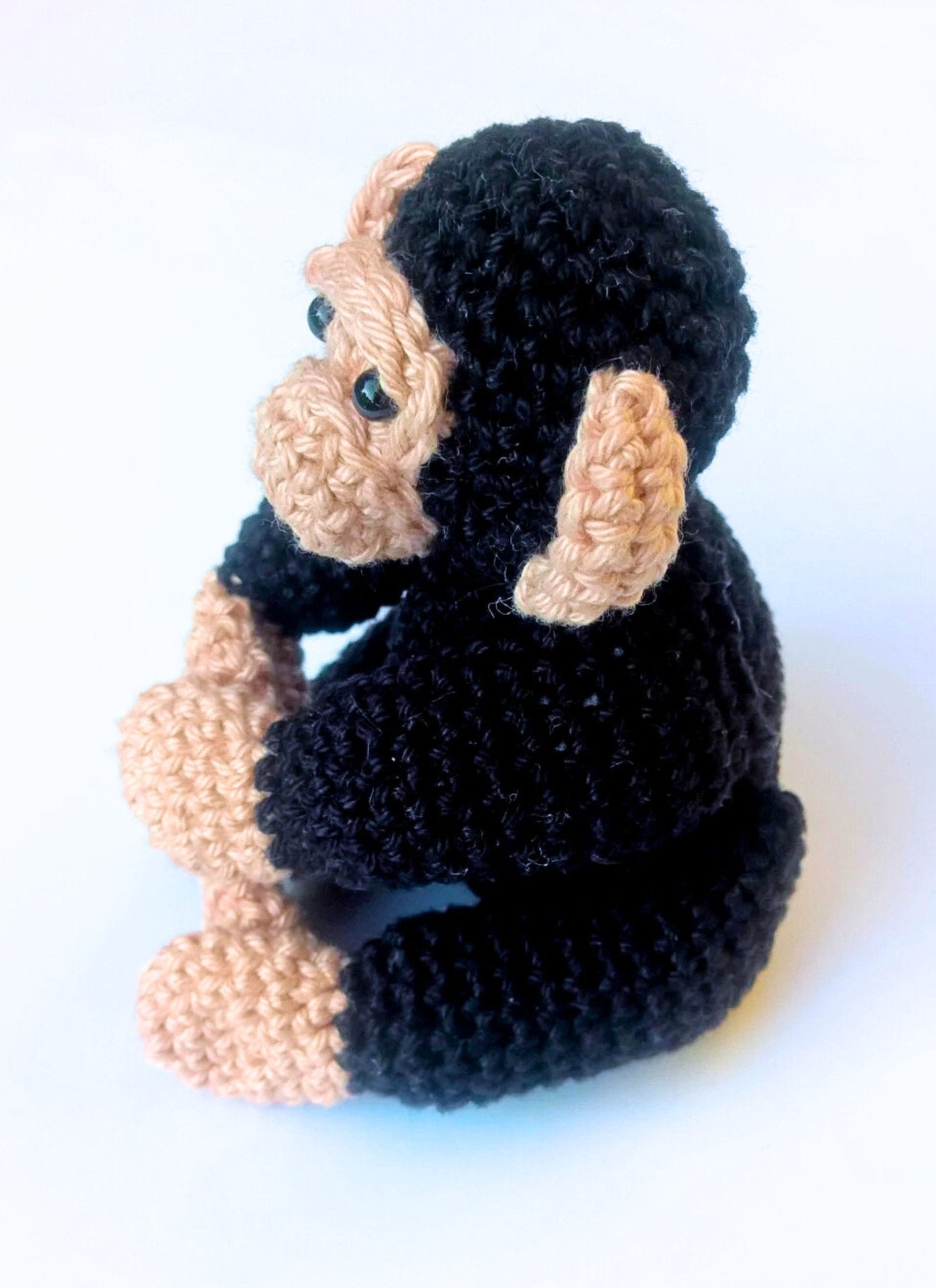 Chimpanzee monkey stuffed animal plush toy - Crochet on a tree