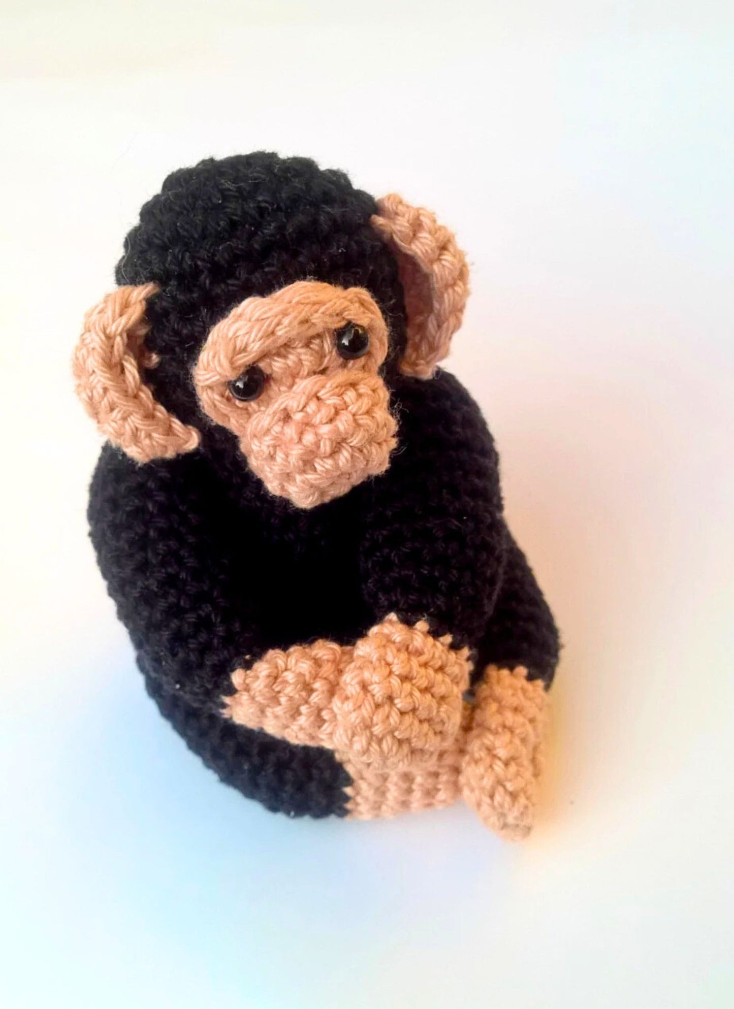 Chimpanzee monkey stuffed animal plush toy - Crochet on a tree