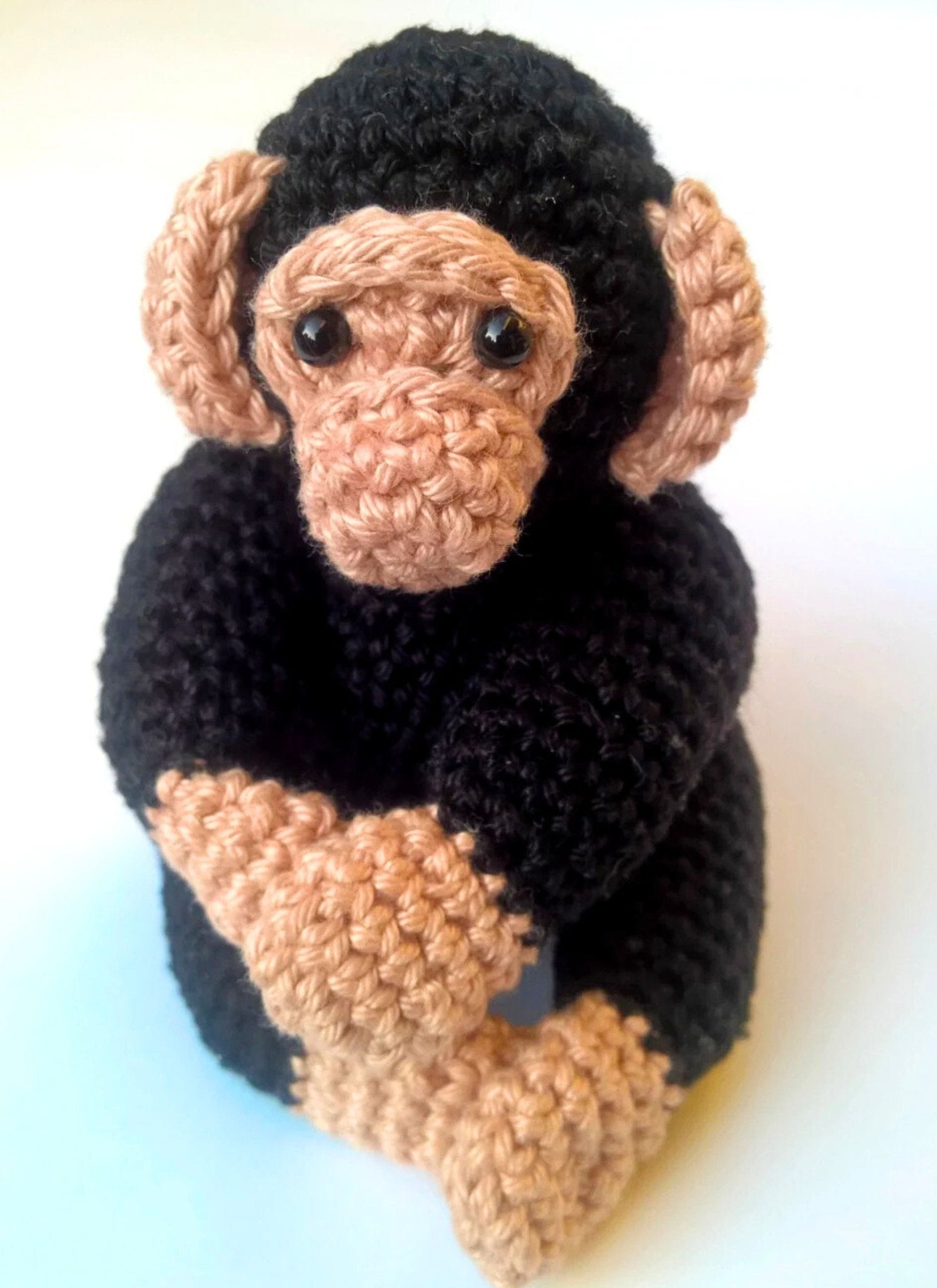 Chimpanzee monkey stuffed animal plush toy - Crochet on a tree