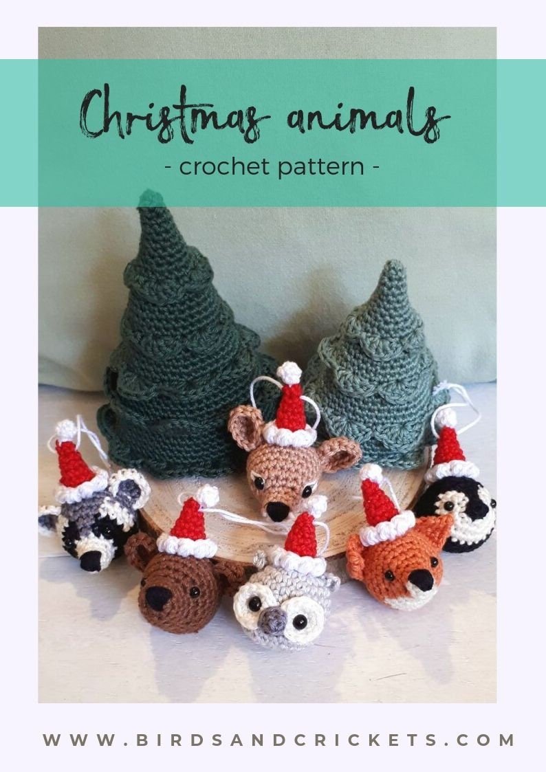 Christmas animals tree ornaments crochet pattern - Crochet on a tree