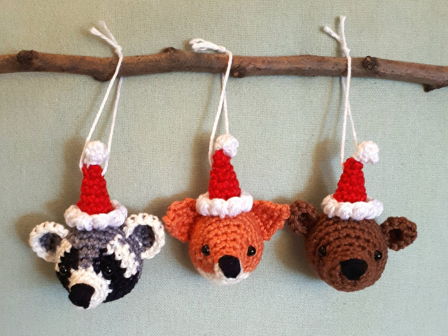 Christmas animals tree ornaments crochet pattern - Crochet on a tree