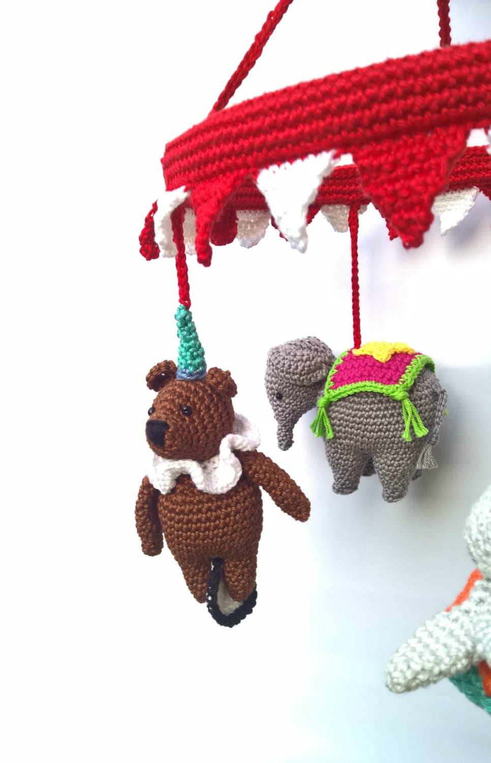 Circus baby mobile nursery decor - Crochet on a tree