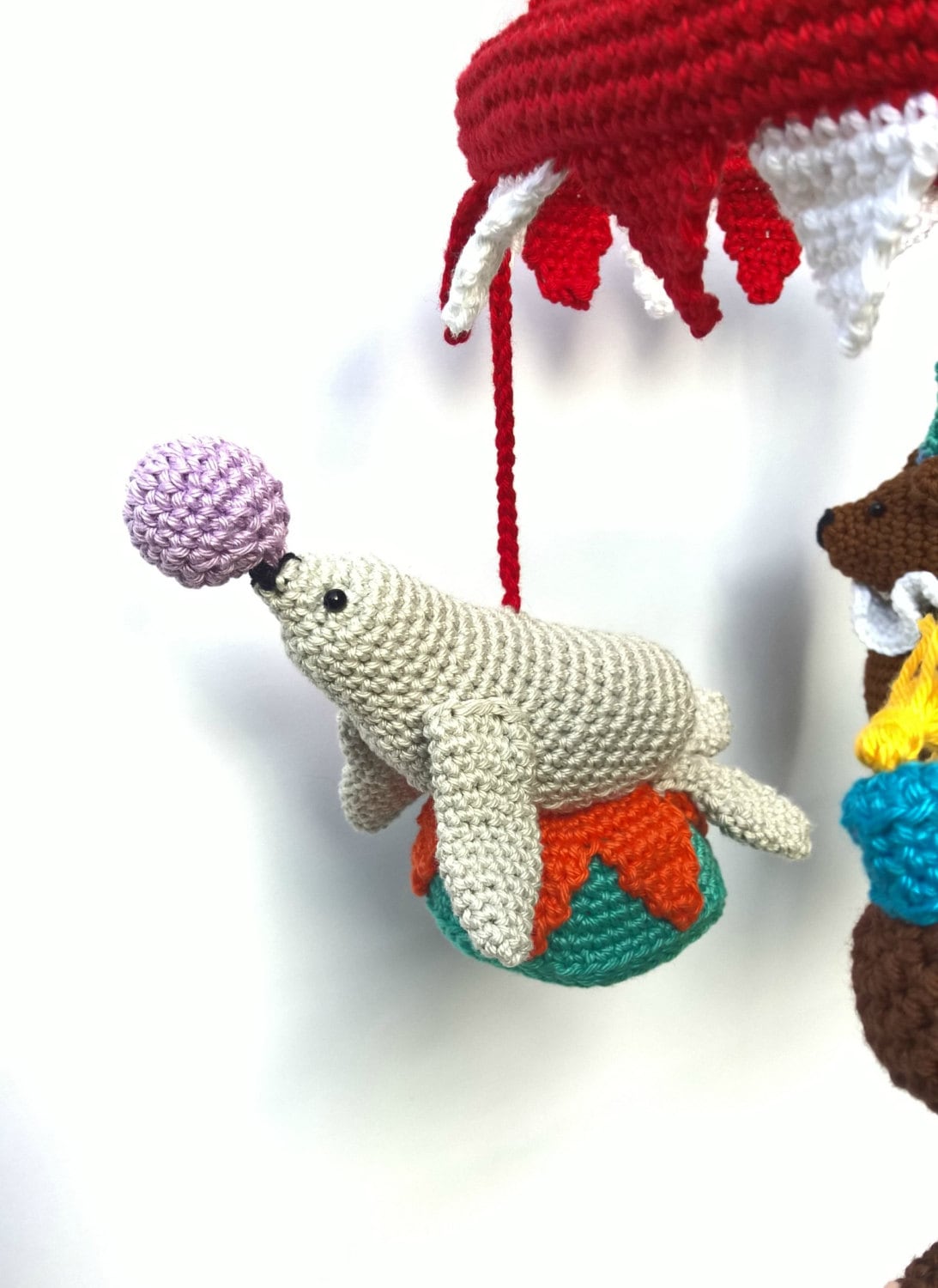 Circus baby mobile nursery decor - Crochet on a tree