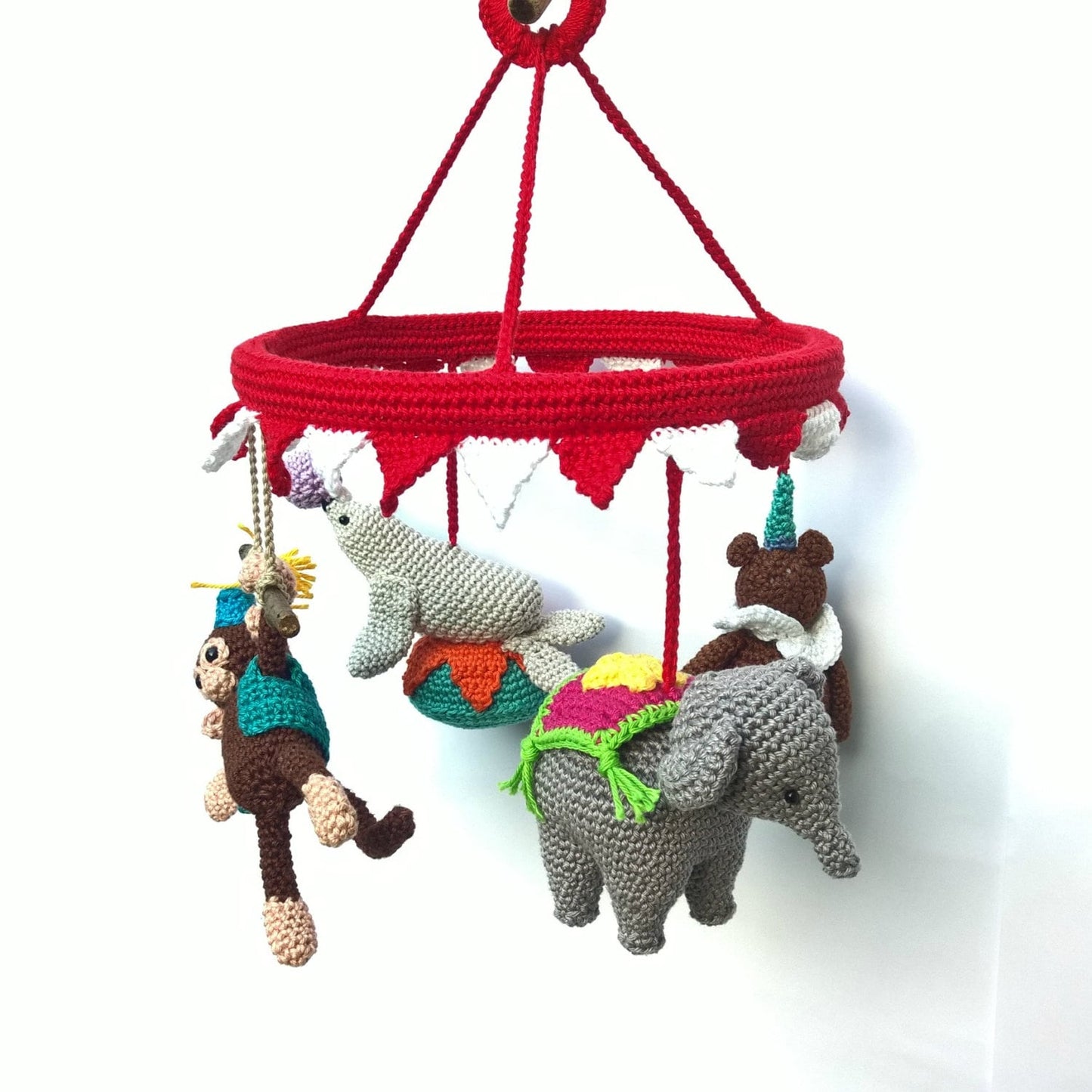 Circus baby mobile nursery decor - Crochet on a tree