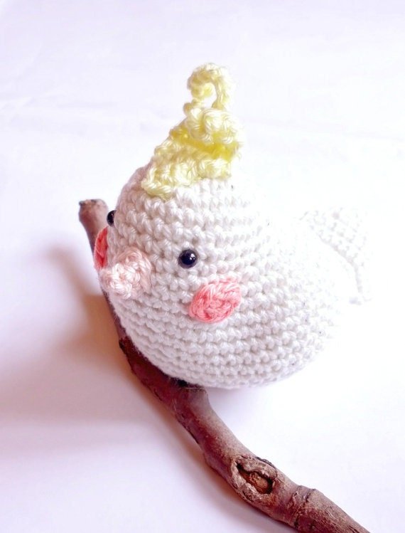 Cockatiel parrot stuffed animal plush toy - Crochet on a tree