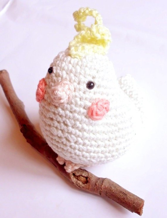 Cockatiel parrot stuffed animal plush toy - Crochet on a tree