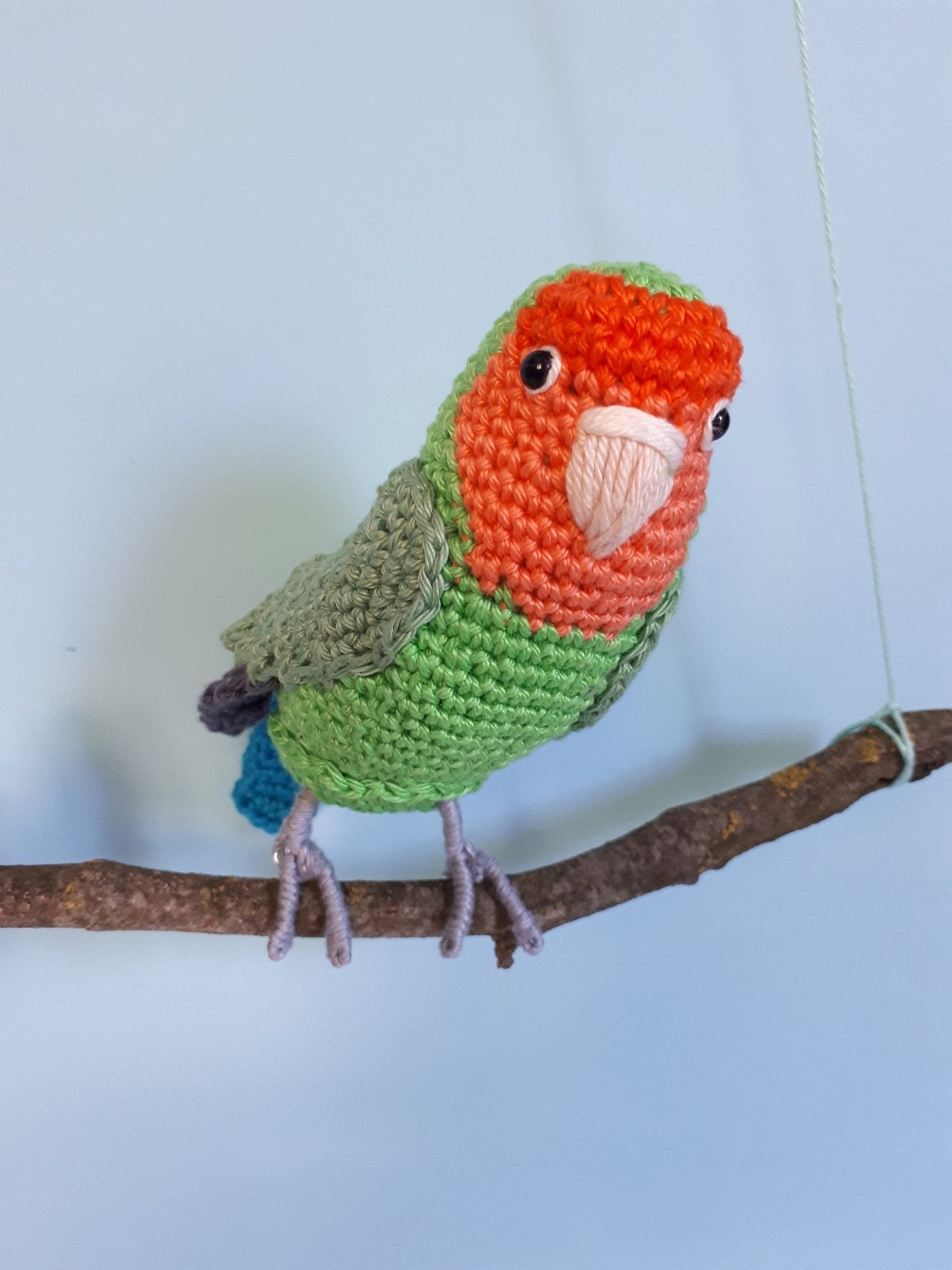 Crochet Peach - faced lovebird plush toy - Crochet on a tree