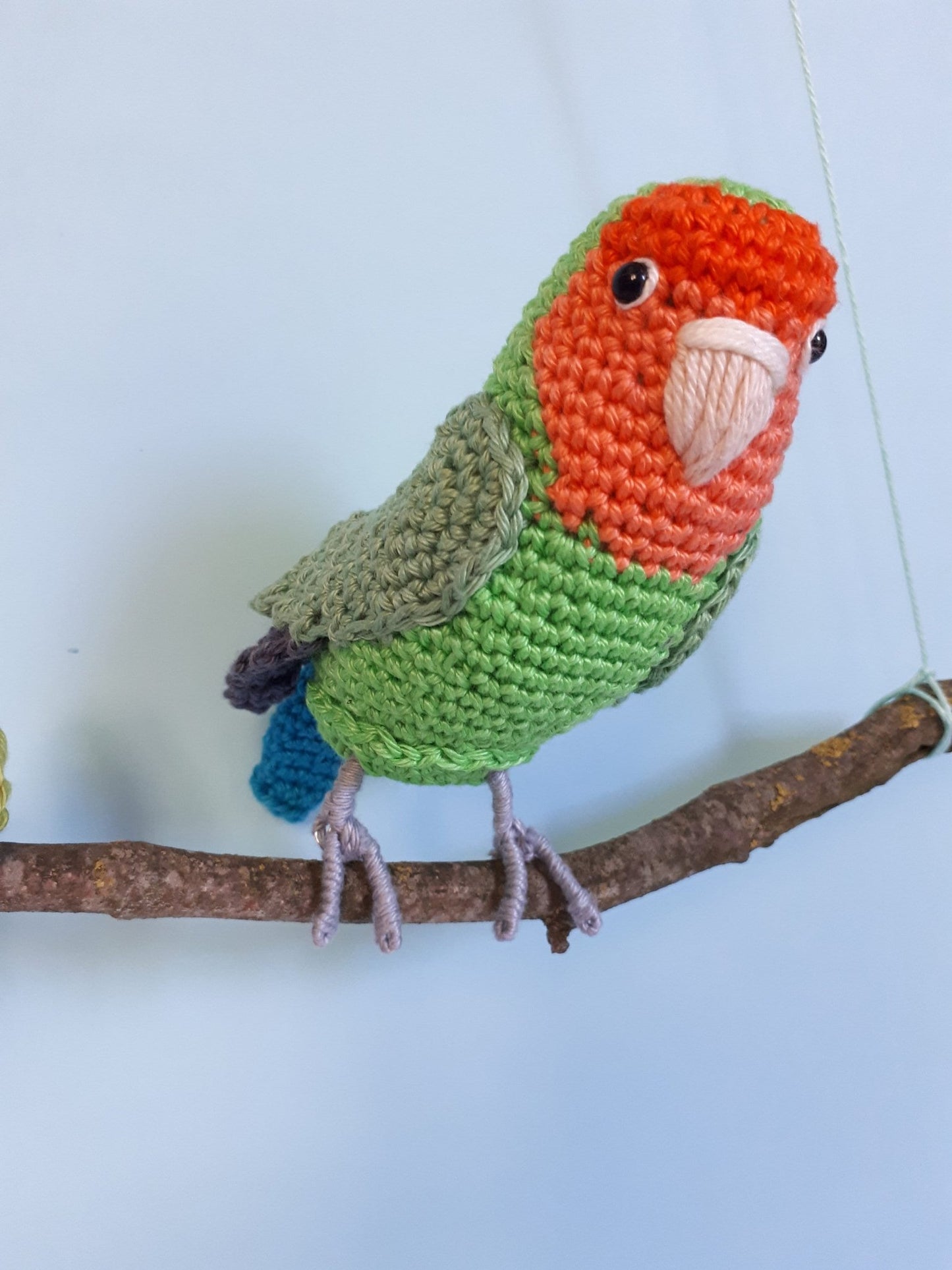 Crochet Peach - faced lovebird plush toy - Crochet on a tree