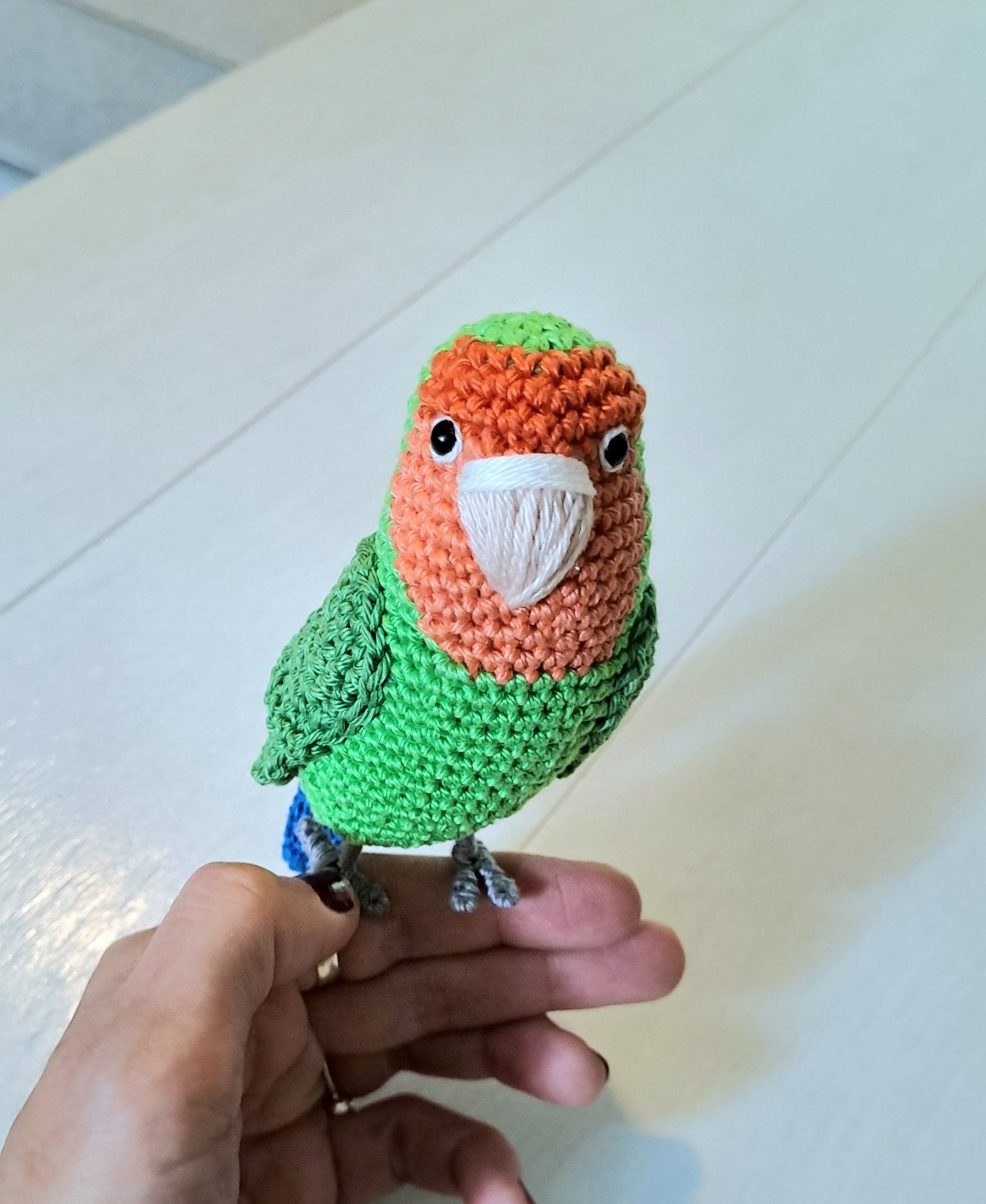 Crochet Peach - faced lovebird plush toy - Crochet on a tree