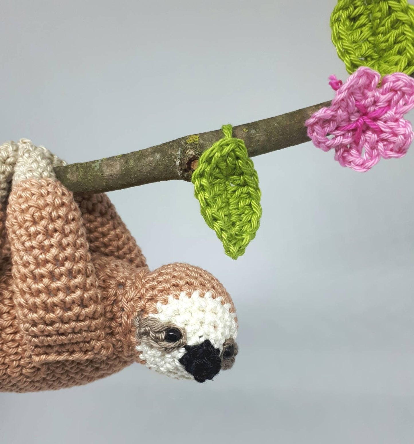 Crochet sloth stuffed plush toy - Crochet on a tree