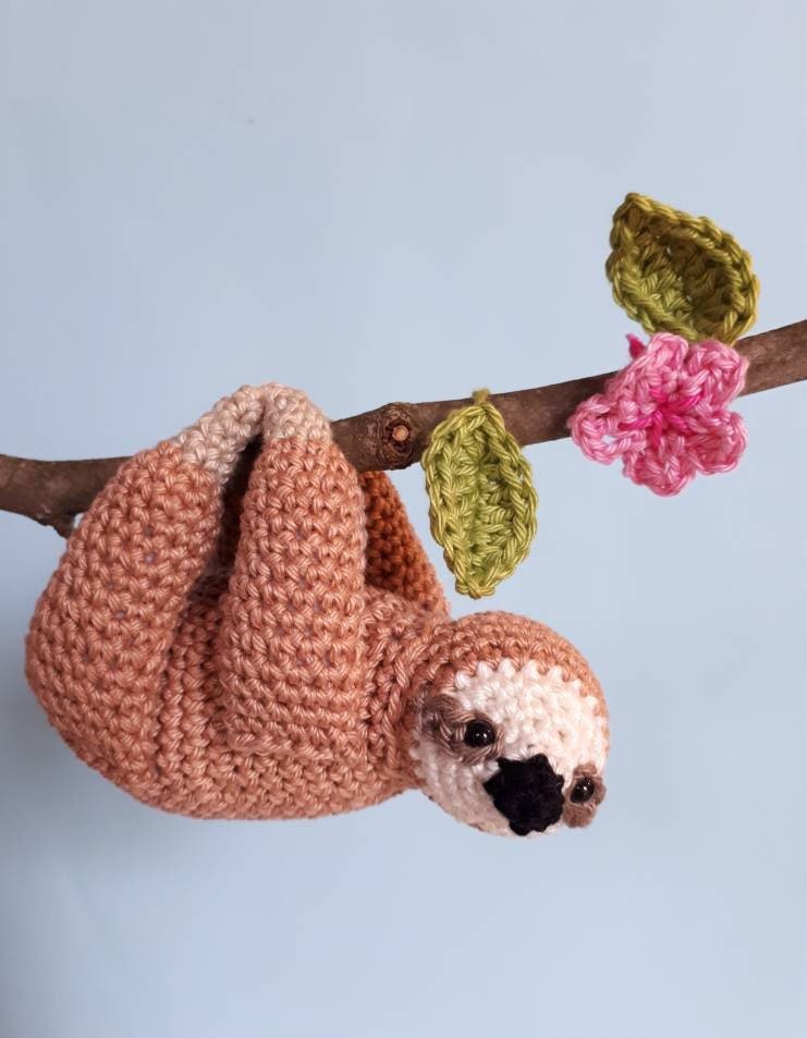 Crochet sloth stuffed plush toy - Crochet on a tree