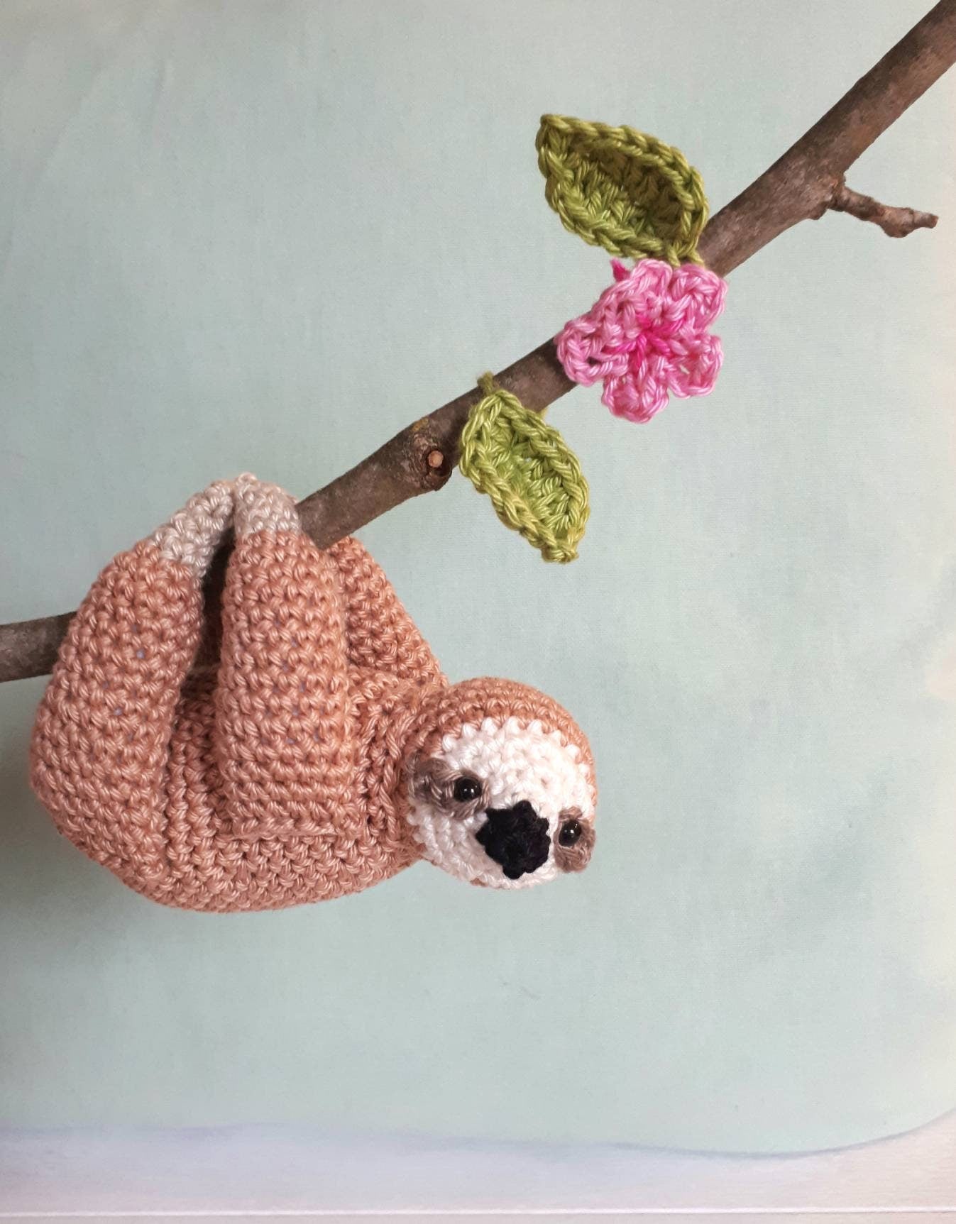 Crochet sloth stuffed plush toy - Crochet on a tree