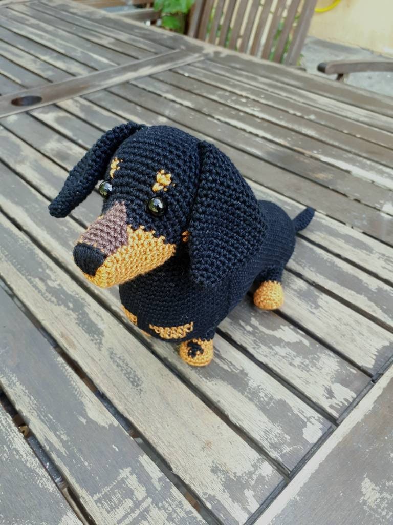 Custom Dachshund pet plush toy - Crochet on a tree