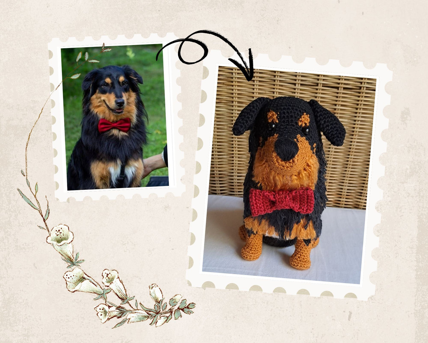 Custom pet plush, handmade personalized pet replica - Crochet on a tree