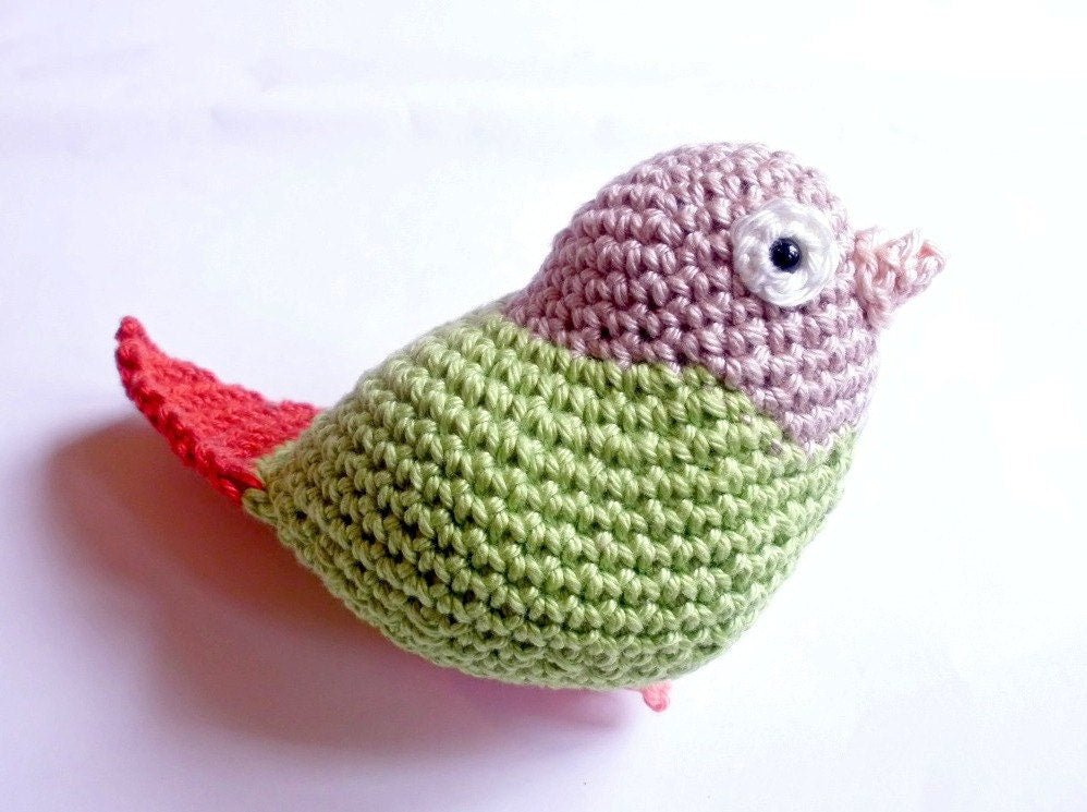 Greencheek Conure parrot stuffed animal - Crochet on a tree