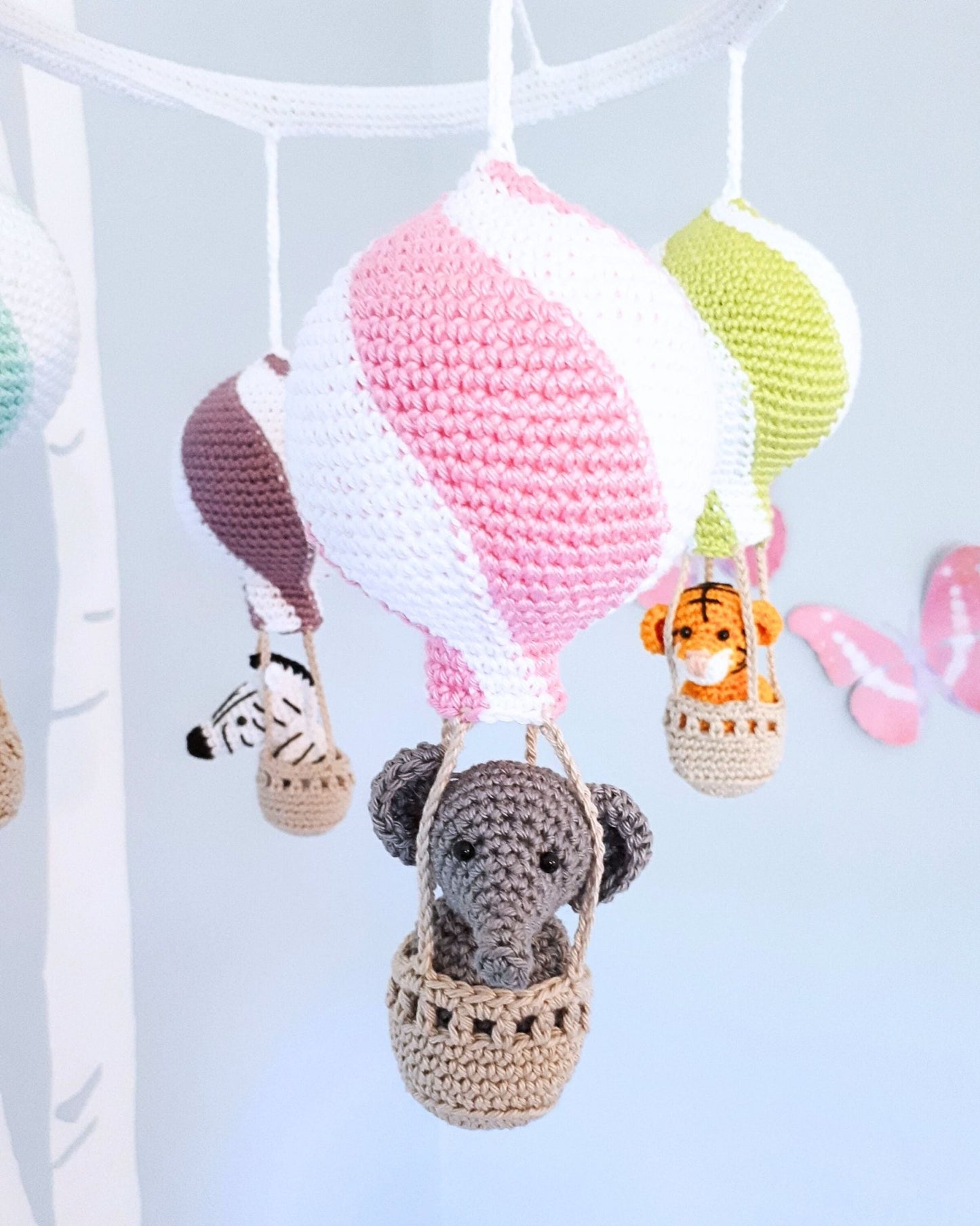 Hot Air Balloon Baby Mobile Crochet Kit – DIY Nursery Decor - Crochet on a tree