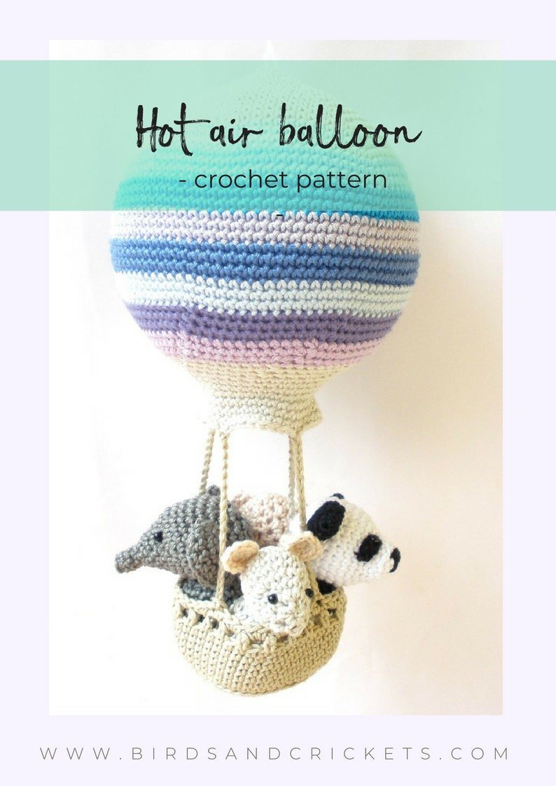 Hot air balloon with animals crochet pattern - Crochet on a tree