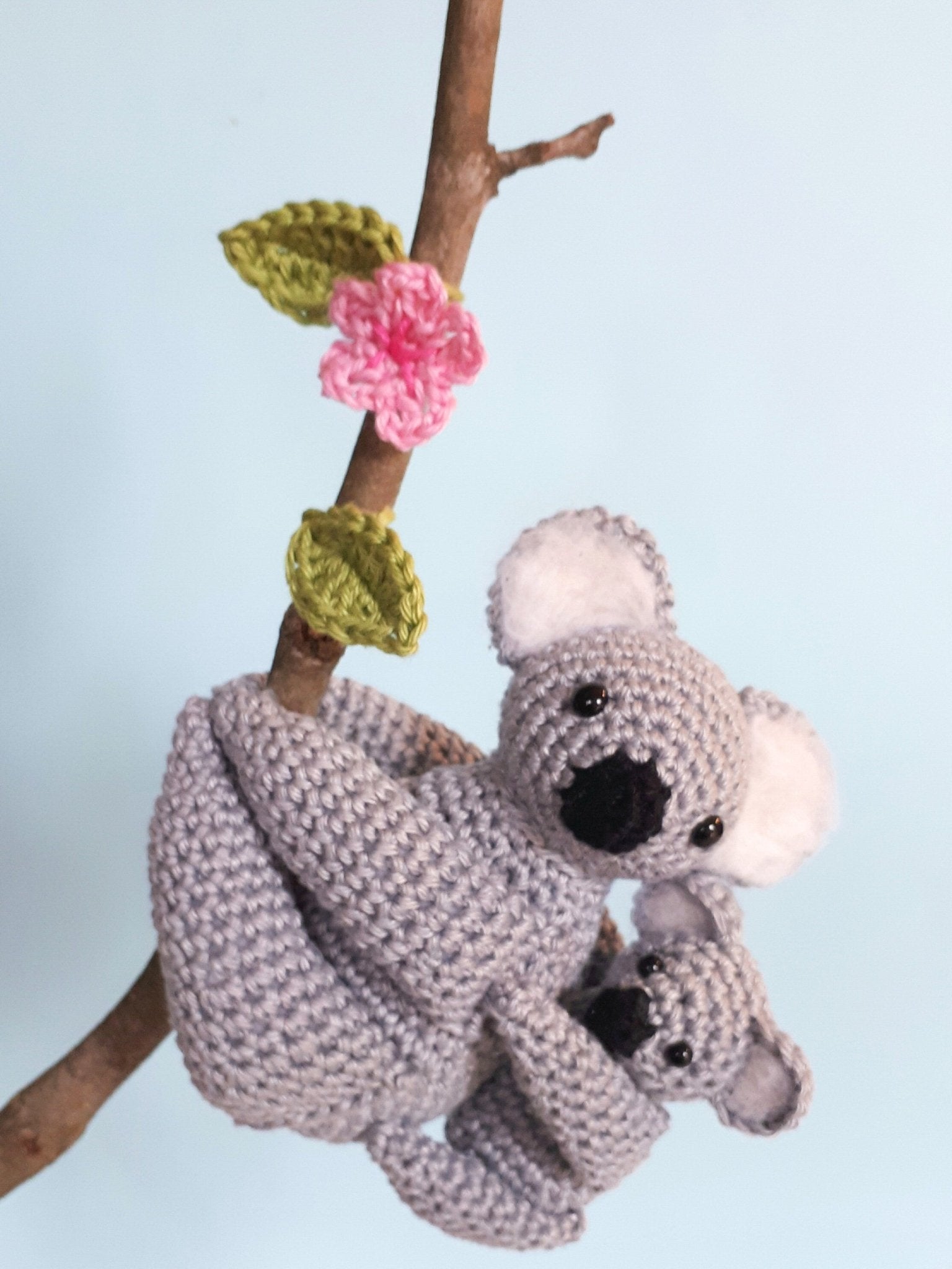 Koala mom and baby stuffed animal plush toy - Crochet on a tree