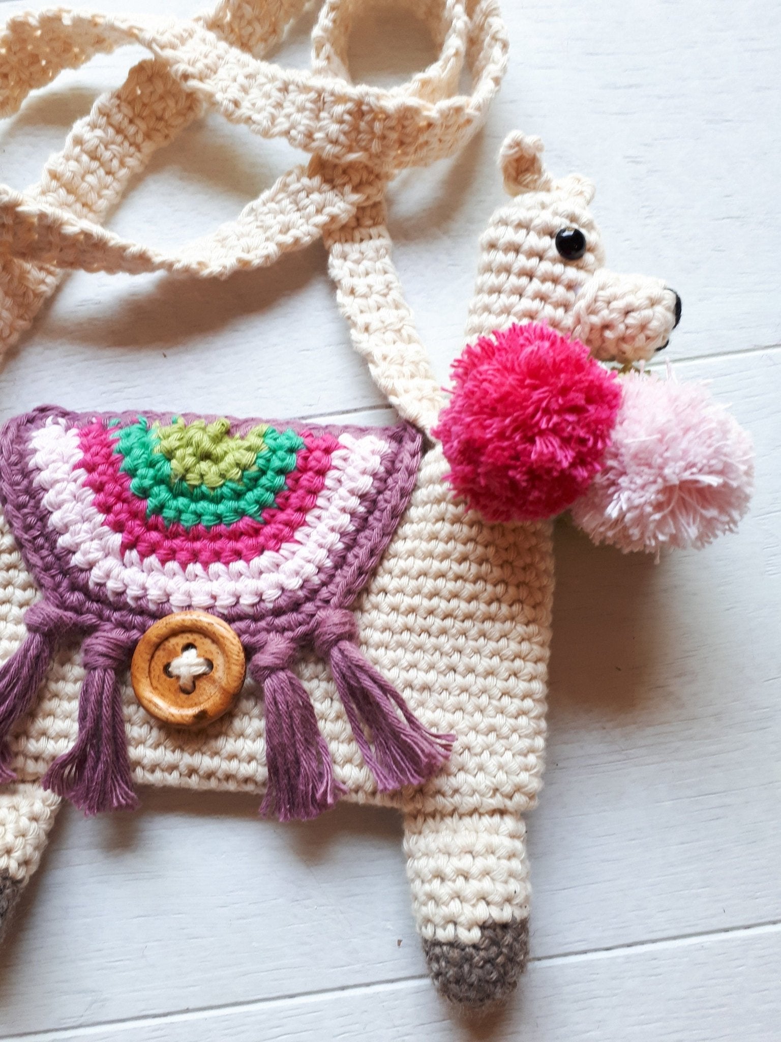 Llama purse, toddler girl purse with stuffed llama plush - Crochet on a tree