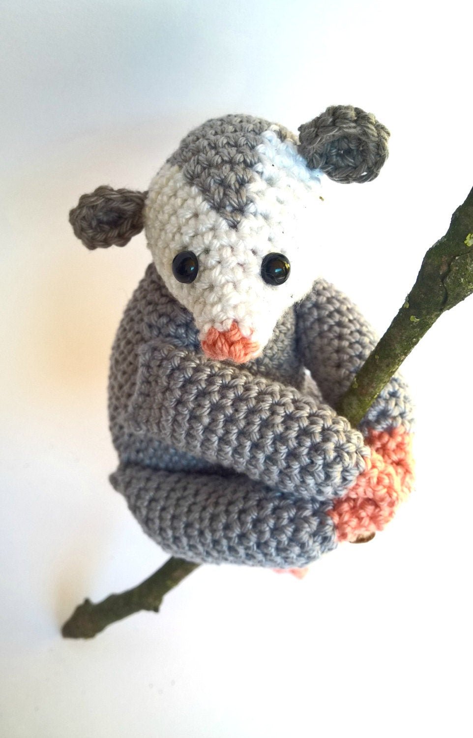 Opossum stuffed animal plush toy - Crochet on a tree