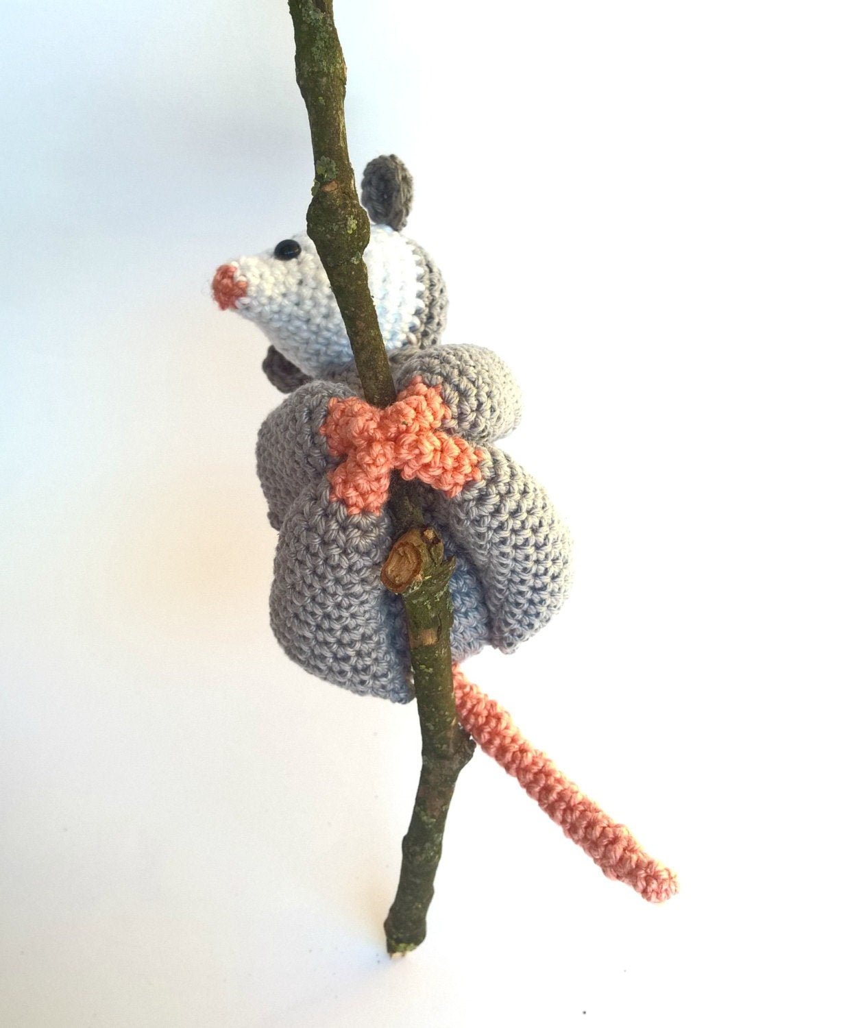 Opossum stuffed animal plush toy - Crochet on a tree