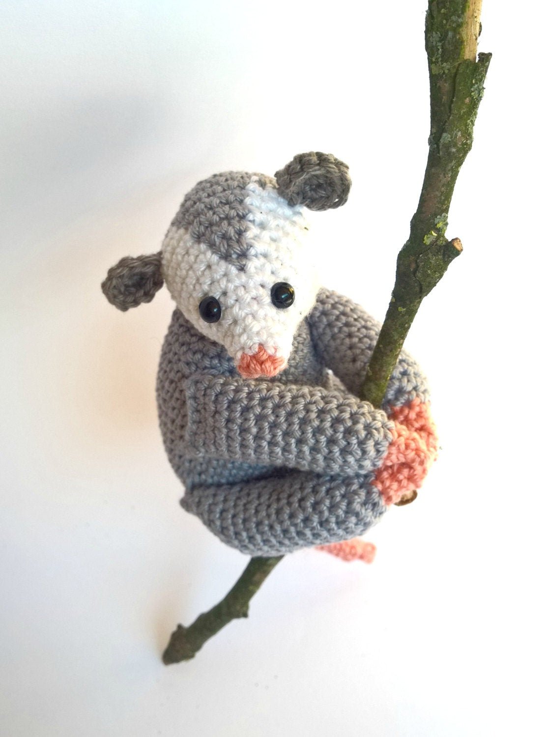 Opossum stuffed animal plush toy - Crochet on a tree