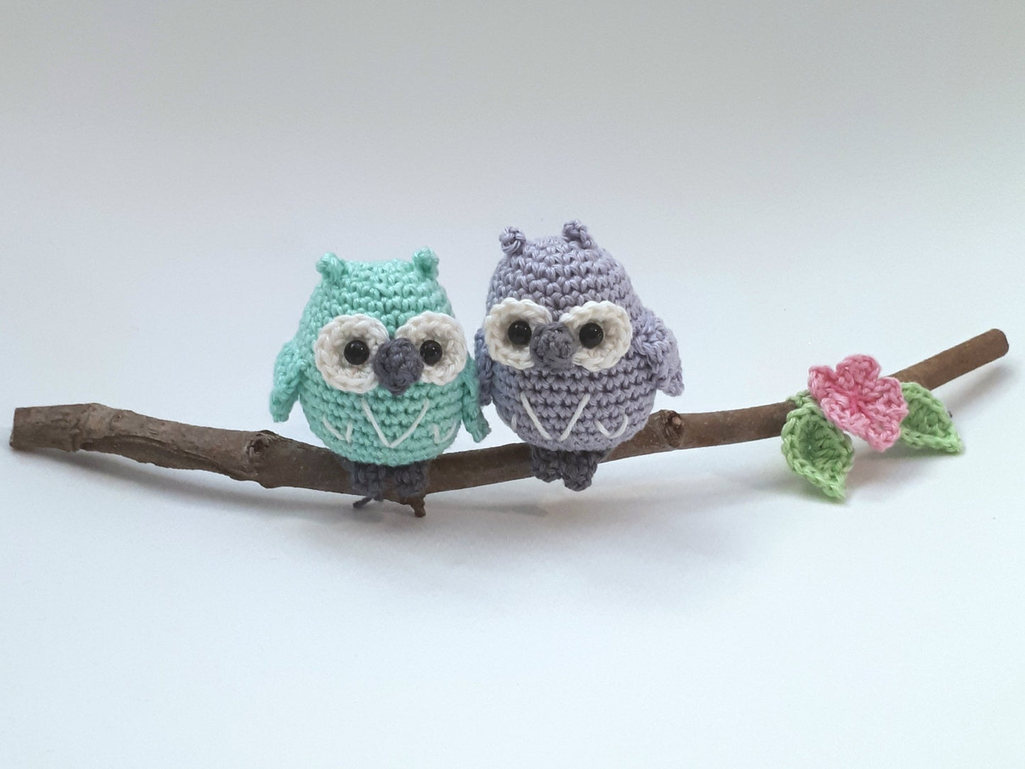 Owls on a branch nursery decoration - Crochet on a tree