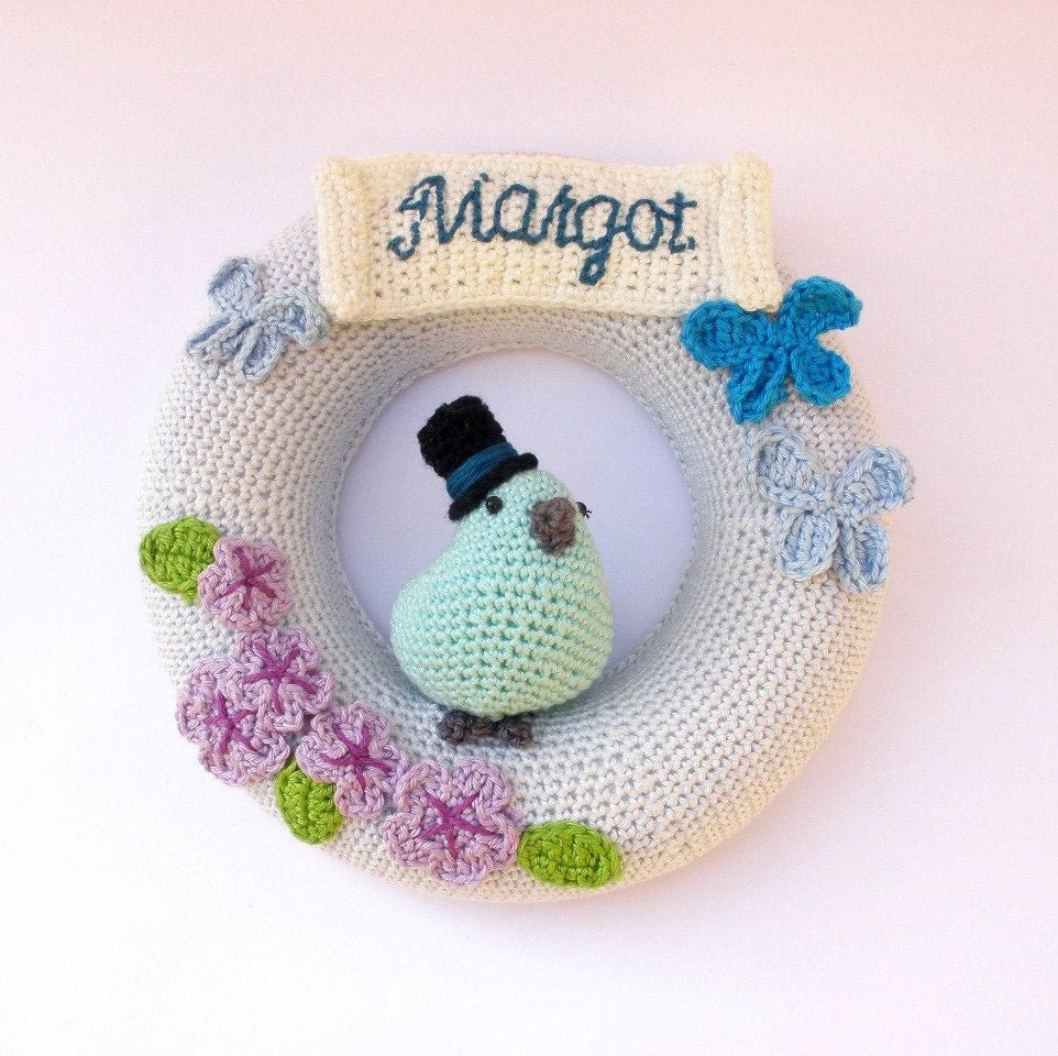 Personalized Name Nursery Wreath - Crochet on a tree