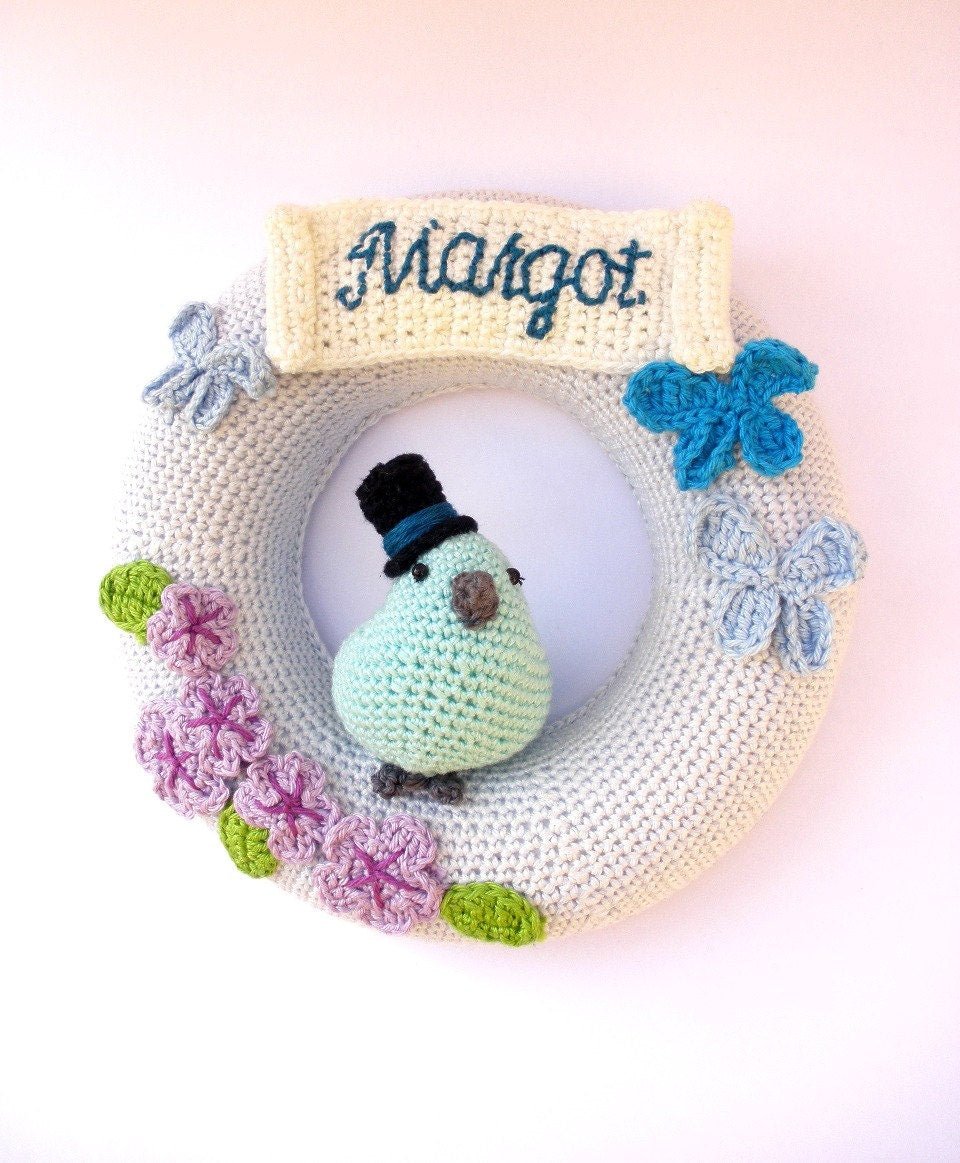 Personalized Name Nursery Wreath - Crochet on a tree