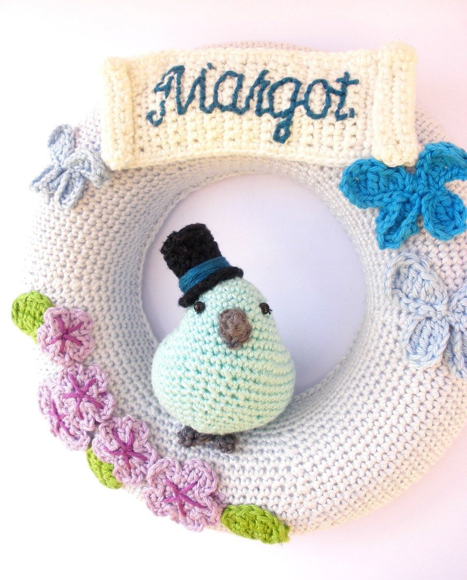 Personalized Name Nursery Wreath - Crochet on a tree