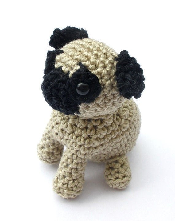 Pug stuffed plush toy - Crochet on a tree