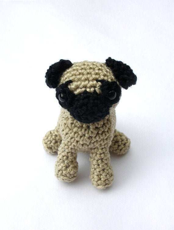 Pug stuffed plush toy - Crochet on a tree