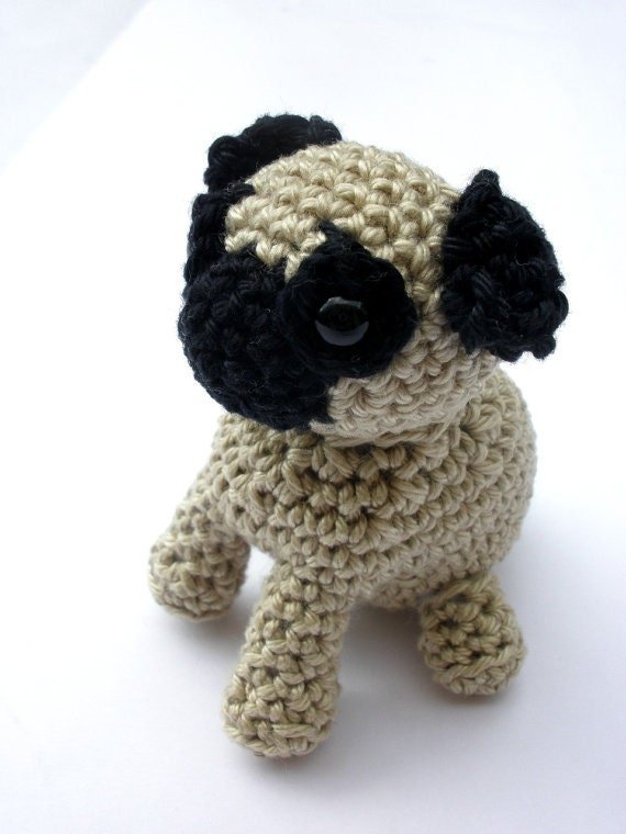 Pug stuffed plush toy - Crochet on a tree