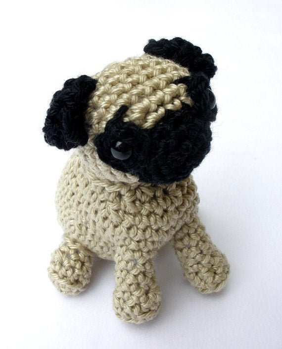 Pug stuffed plush toy - Crochet on a tree