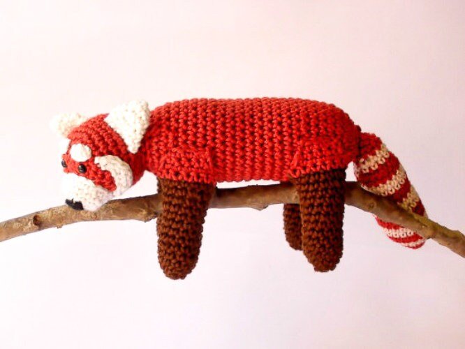 Red panda stuffed plush toy - Crochet on a tree