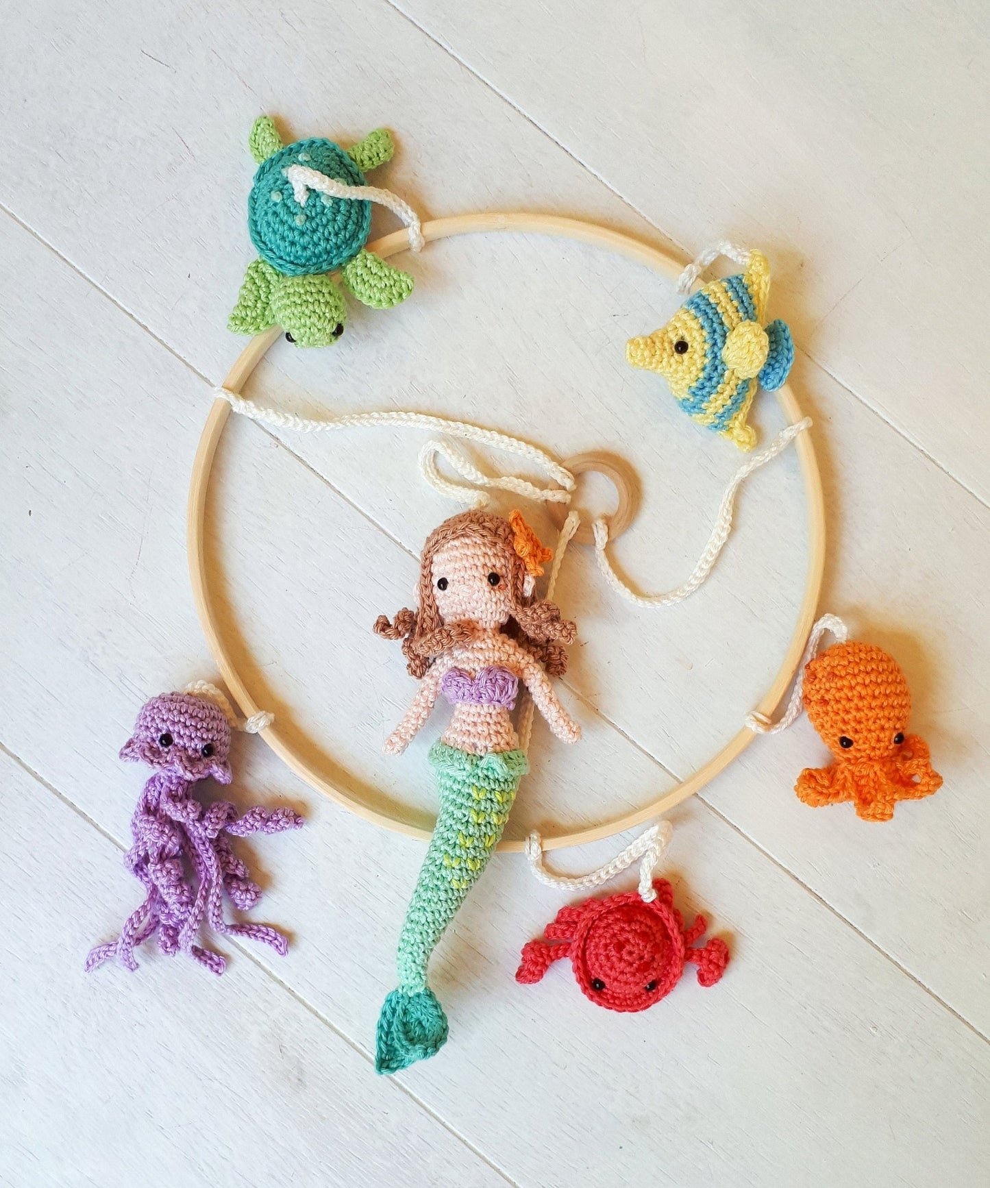 Under the sea baby mobile, mermaid and sea creatures nursery decor - Crochet on a tree