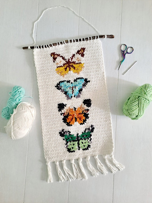 Vintage Butterflies Wall Hanging Crochet Pattern - Crochet on a tree